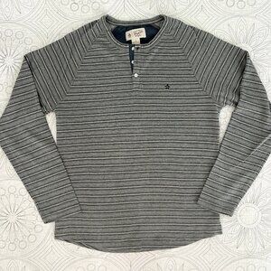 ORIGINAL PENGUIN French Terry Henley M/L Slim Fit Grey Stripe Knit Shirt